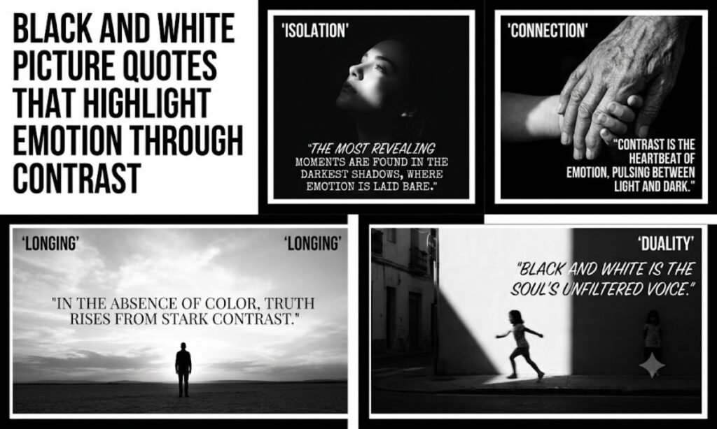 BLACK AND WHITE PICTURE QUOTES THAT HIGHLIGHT EMOTION THROUGH CONTRAST