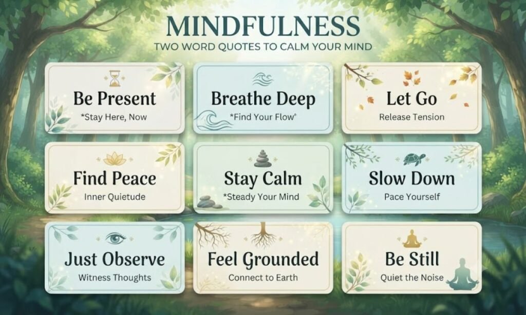 Mindfulness Two Word Quotes to Calm Your Mind